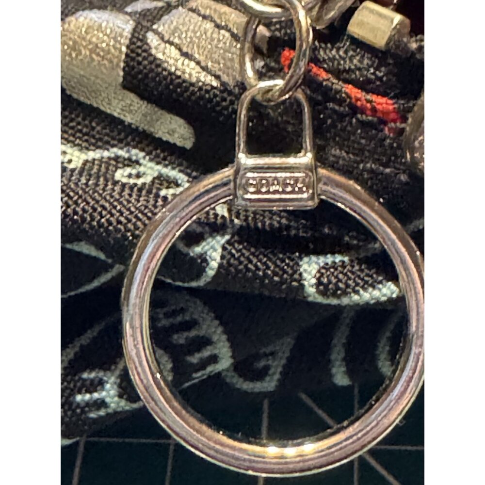 Coach Poppy Black Fabric Handbag With Red Interior & Graphic Design Zipper Closu - Picture 3 of 11